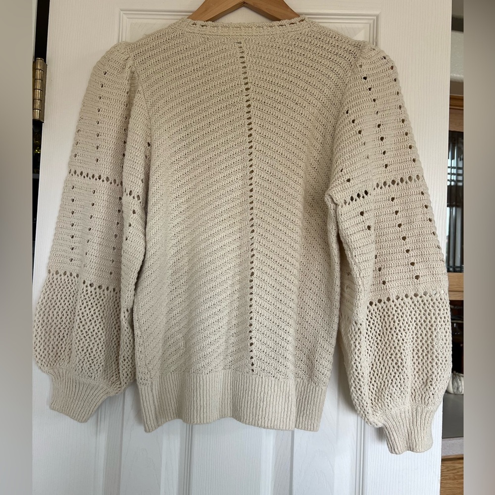 A.L.C. Juliana Crochet Crew Neck Top, Opal Cream Medium - Picture 7 of 10